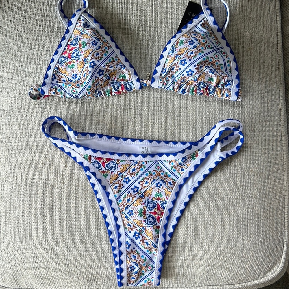 Mediterranean print bathing suit